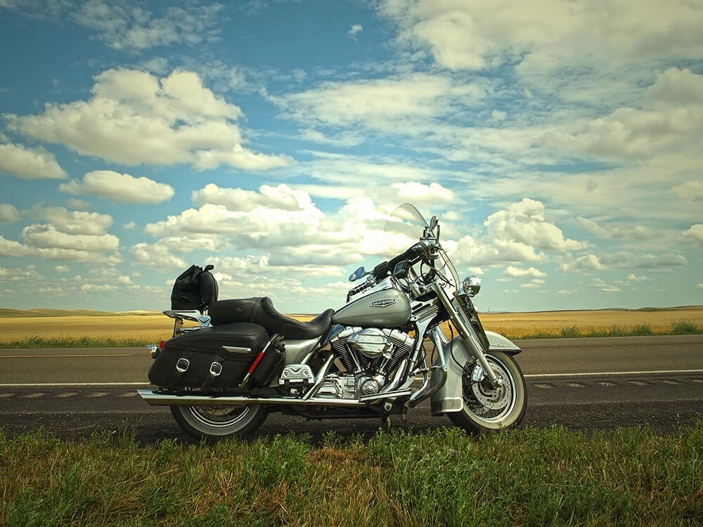 motorcycle parked on road
