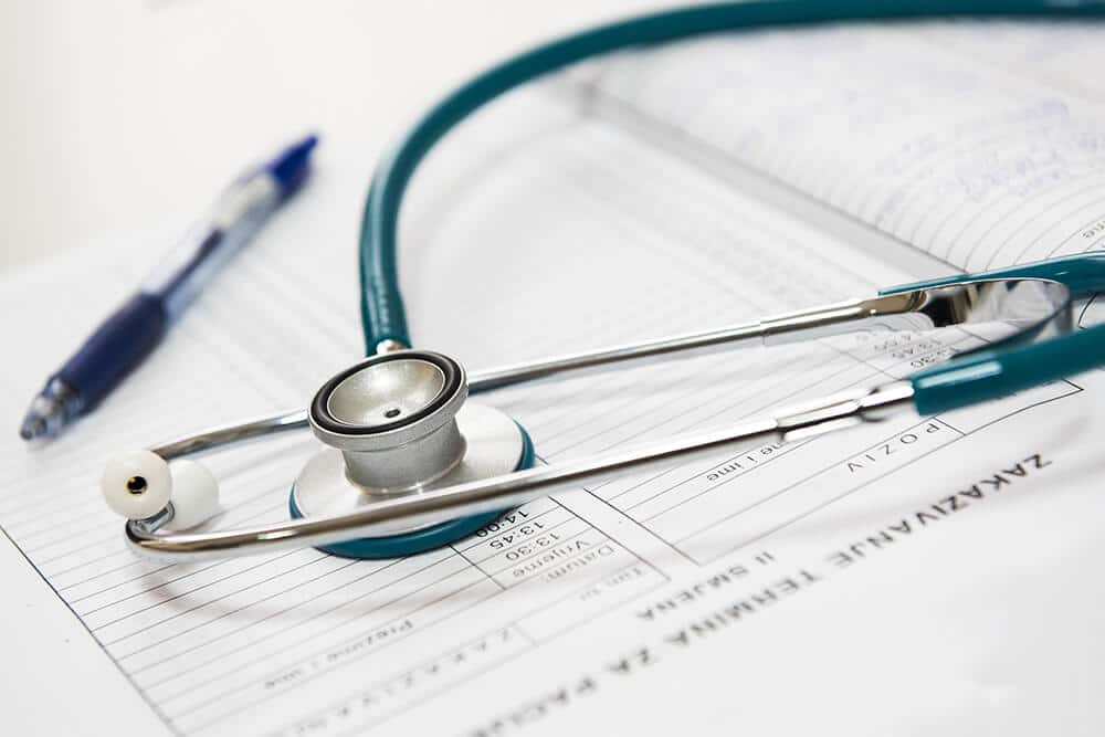 Stethoscope on medical form 