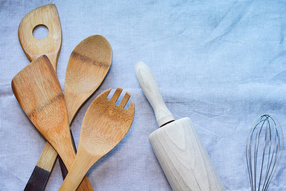 Cooking utensils on cloth